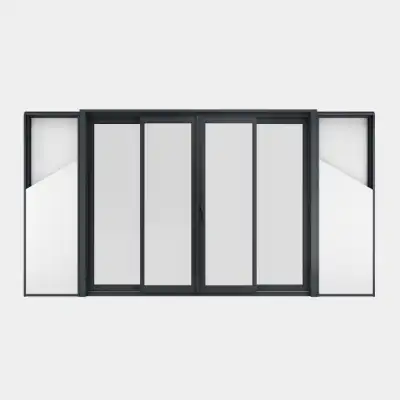 Baie coulissante galandage ALU gamme Titans Galandage 4 vantaux 2 rails fermé