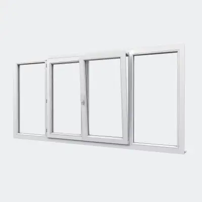 Fenêtre PVC gamme Design 2 vantaux dont 1 oscillo-battant 2 fixes  ouvert