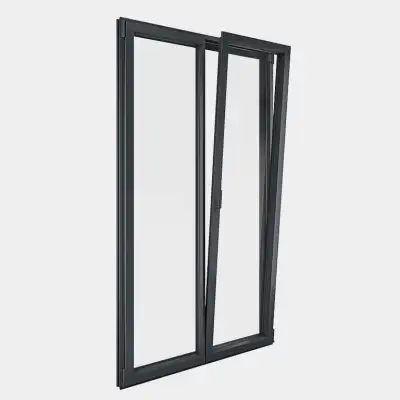 Porte Fenêtre ALU gamme Titans 2 vantaux dont 1 oscillo-battant ouvert