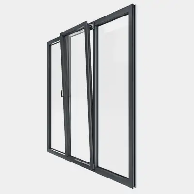 Porte Fenêtre ALU gamme Titans 1 vantail oscillo-battant 2 fixes ouvert