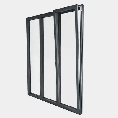 Porte Fenêtre ALU gamme Titans 2 vantaux dont 1 oscillo-battant 1 fixe ouvert