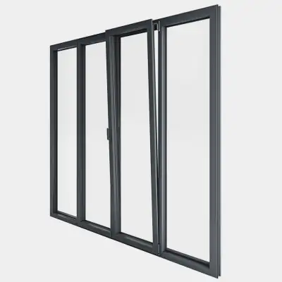 Porte Fenêtre ALU gamme Titans 2 vantaux dont 1 oscillo-battant 2 fixes ouvert