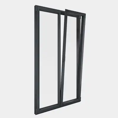 Porte Fenêtre ALU gamme Titans+ 2 vantaux dont 1 oscillo-battant ouvert