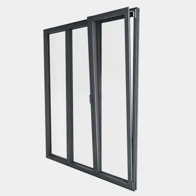 Porte Fenêtre ALU gamme Titans+ 2 vantaux dont 1 oscillo-battant 1 fixe ouvert