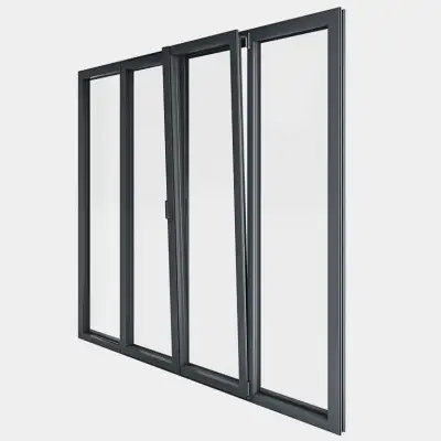 Porte Fenêtre ALU gamme Titans+ 2 vantaux dont 1 oscillo-battant 2 fixes ouvert