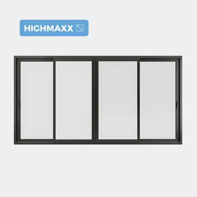 Baie coulissante ALU Gamme HighMaxx 4 vantaux 2 rails fermé