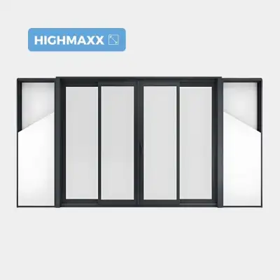 Baie coulissante ALU Gamme HighMaxx Galandage 4 vantaux - 2 rails (refoulement de chaque côté) fermé
