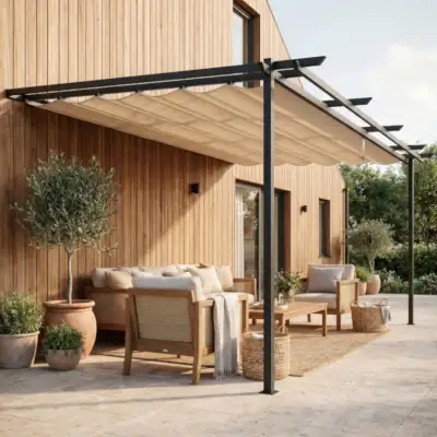 pergola manuelle toile appui facade ou autoportante