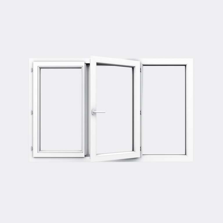 Fenêtre PVC gamme Confort 2 vantaux ouverture à la française 1 fixe ouvert