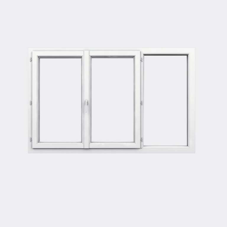 Fenêtre PVC gamme Design 2 vantaux ouverture à la française 1 fixe fermé