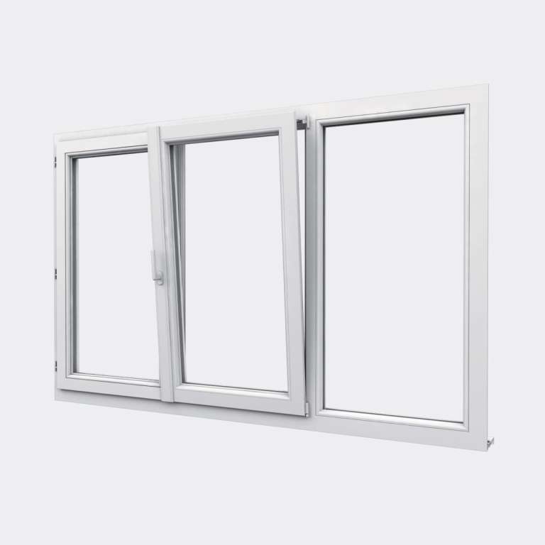 Fenêtre PVC gamme Design 2 vantaux dont 1 oscillo-battant 1 fixe  ouvert