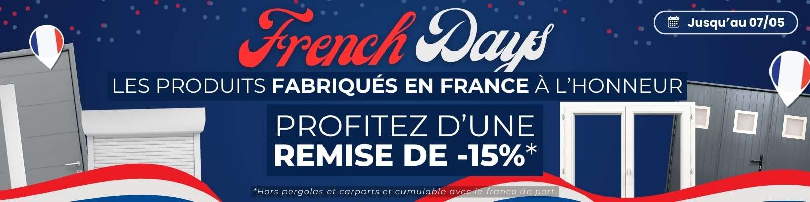 French Days : 15% sur de nombreux produits  jusqu'au 07/05/24