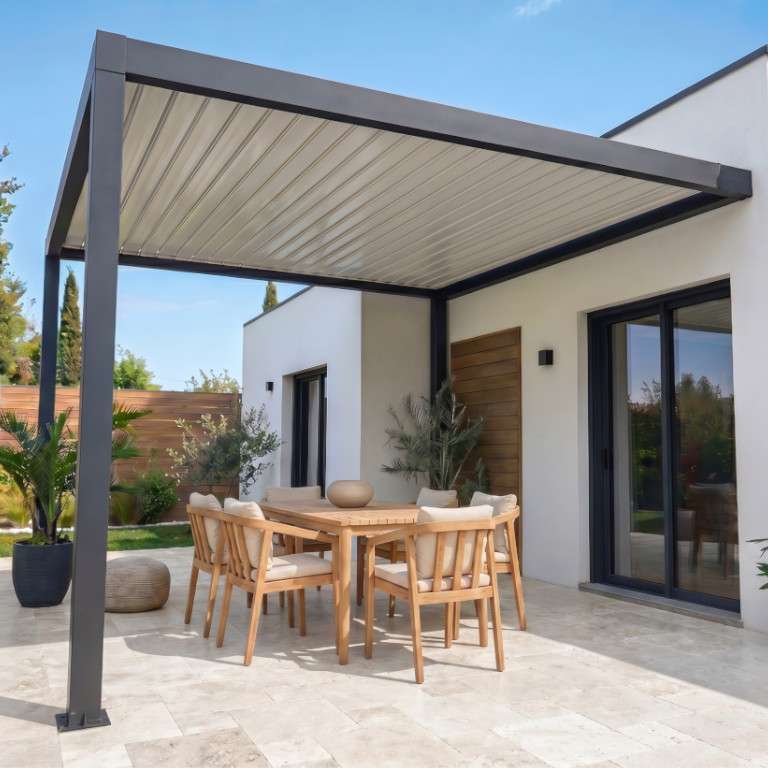 Pergola Bioclimatique appui façade vue terrasse