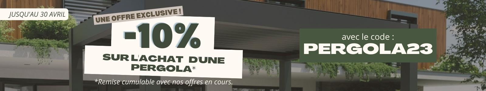 10% de remise sur nos pergolas bioclimatiques