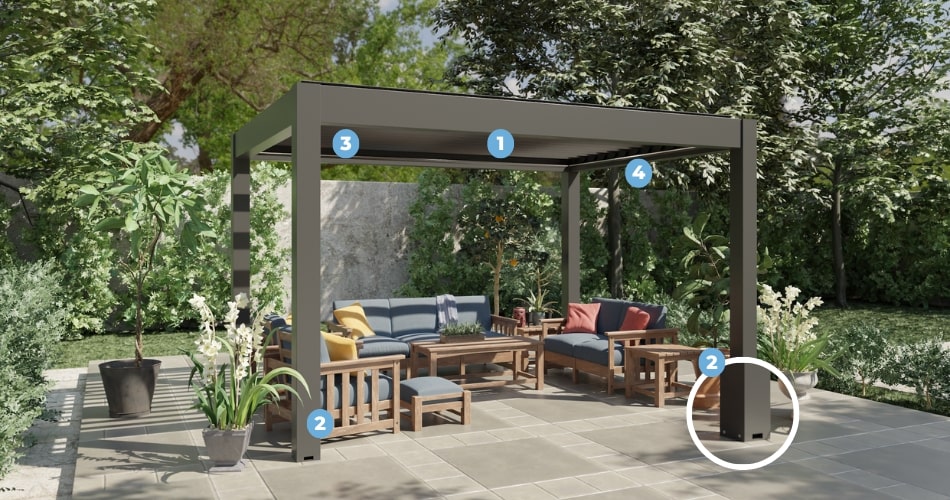 Pergola Bioclimatique EOLUX Autoportée en Kit et Sur-Mesure